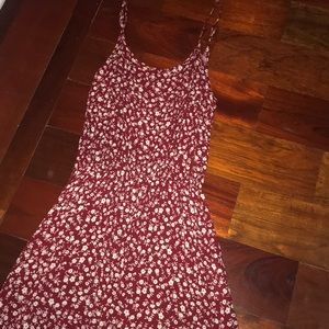 Flowery red and white skater dress